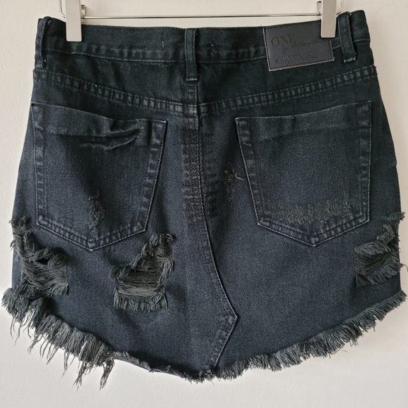 One Teaspoon Junkyard Distressed Denim Mini Skirt - Picture 8 of 11